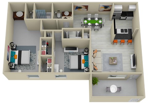 a 3d rendering of a floor plan of a house